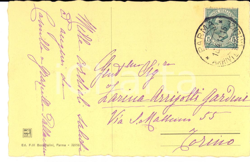 1911 PARMA Cartolina Camilla e Graziella PALLAVICINI - Autografo FP VG
