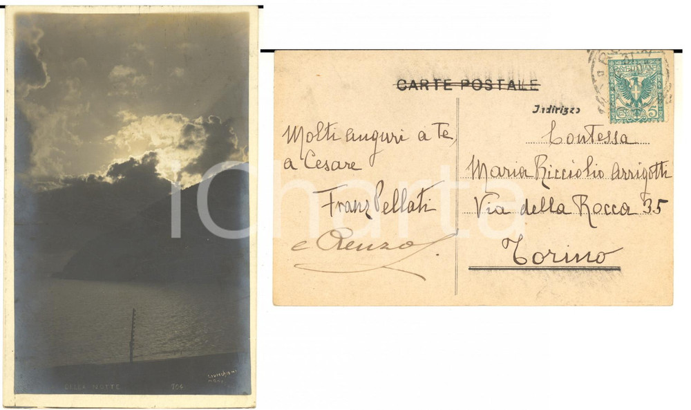 1907 ROMA Conte Franz PELLATI - Autografo su cartolina MONEGLIA FP VG