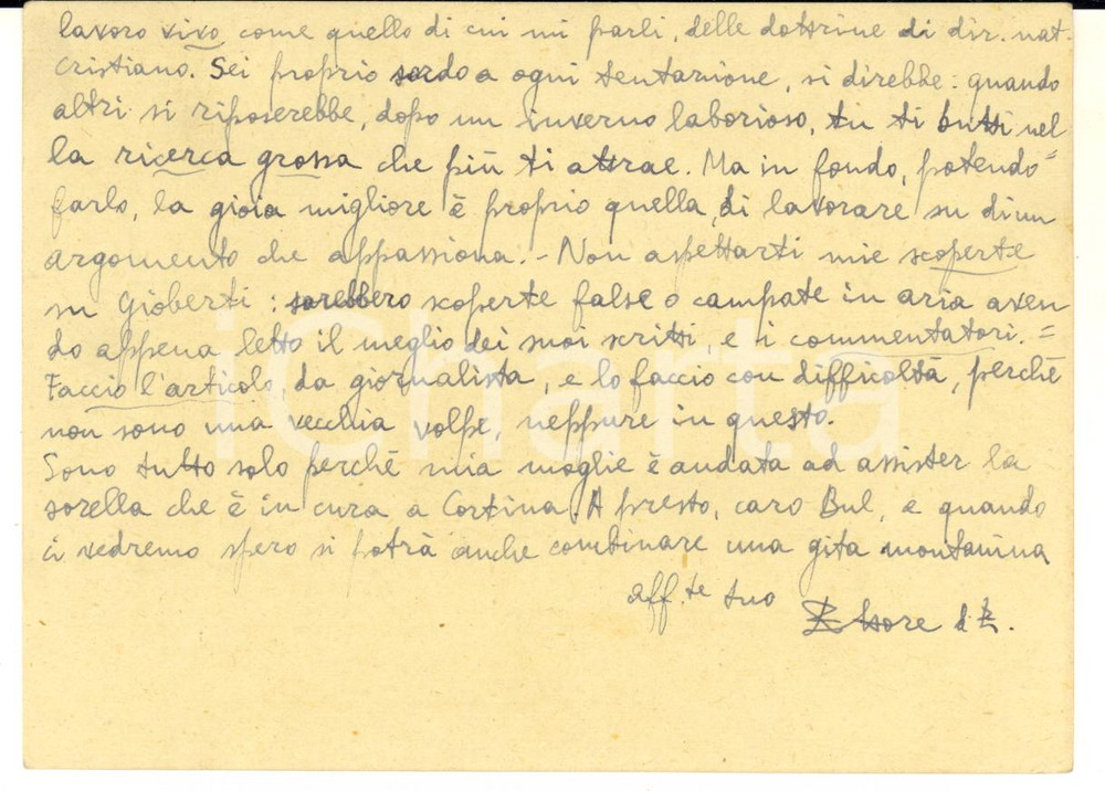 1941 CHATILLON Ettore PASSERIN D'ENTREVES "La gioia è la ricerca" *AUTOGRAFO