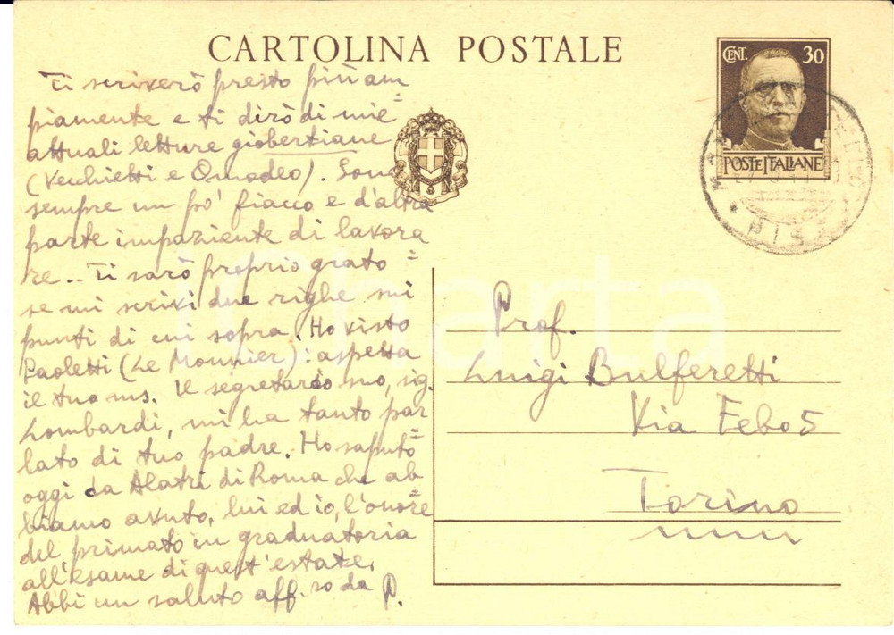 1941 MONTECASTELLO Ettore PASSERIN D'ENTREVES e un concorso - AUTOGRAFO