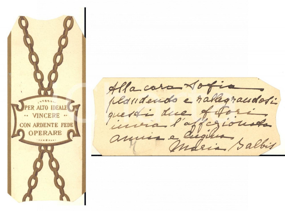 1910 ca TORINO Nobile Maria BALBIS - Biglietto AUTOGRAFO "Per alto ideale"