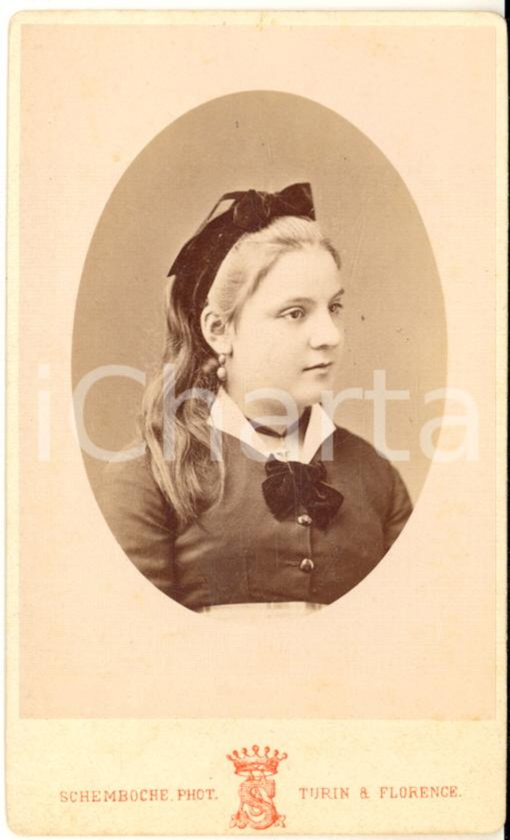1875 ca TORINO Ritratto di bambina con nastro in velluto *Foto SCHEMBOCHE - CDV