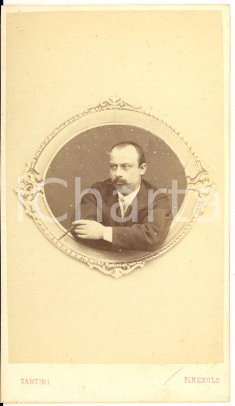 1865 ca PINEROLO Ritratto maschile con un sigaro *Foto SANTINI CDV CURIOSA
