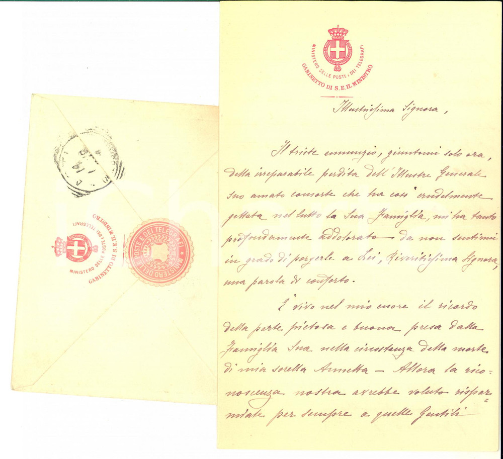 1910 CASTELLAMMARE ADRIATICO Lettera Alfonso STOCKLER per lutto *AUTOGRAFO