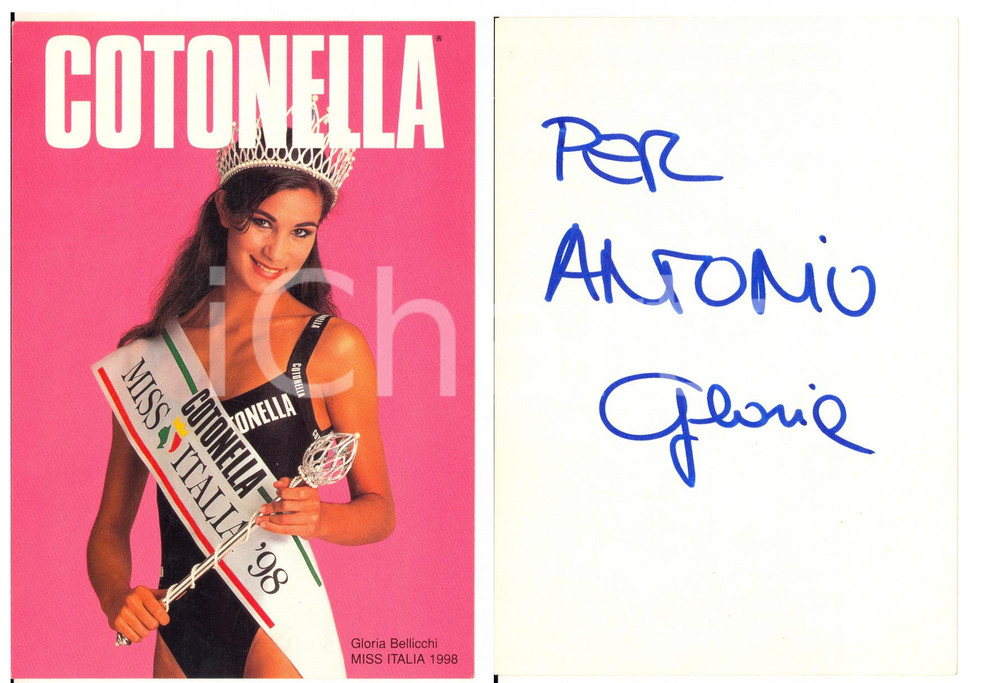 1998 MISS ITALIA Ritratto Gloria BELLICCHI con autografo - Foto seriale 