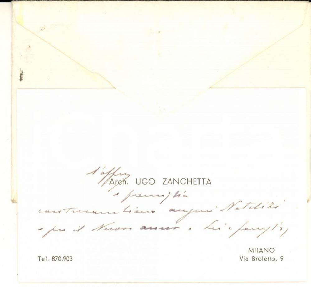 1965 ca MILANO Biglietto Ugo ZANCHETTA architetto - Autografo