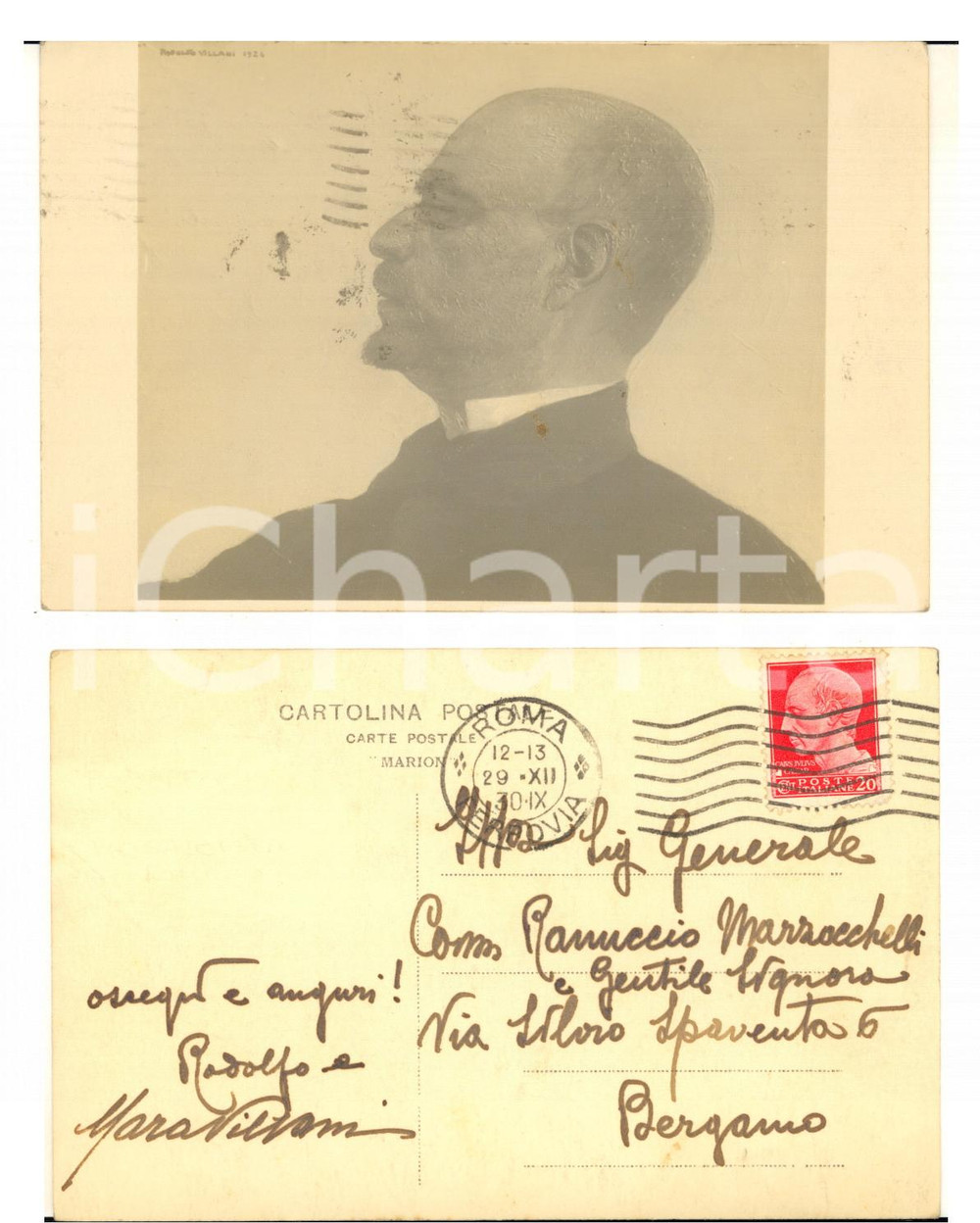 1930 ROMA Ritratto di Rodolfo VILLANI - Foto cartolina RARA AUTOGRAFO FP VG