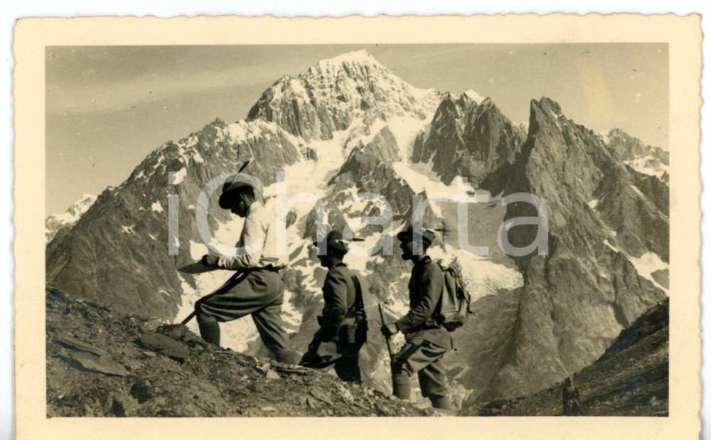 1937 COLLE DI TOULA Alpini in marcia durante esercitazione - Fotografia 14x9 cm