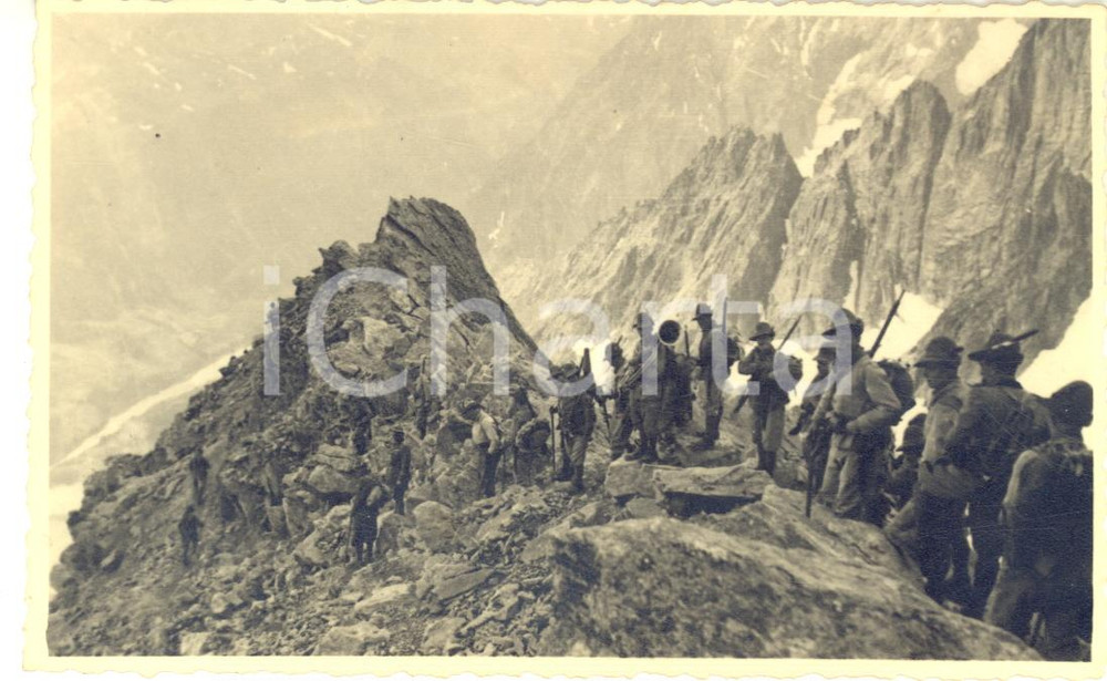 1937 COURMAYEUR Rifugio TORINO - Alpini discendono il Colle del Gigante - Foto