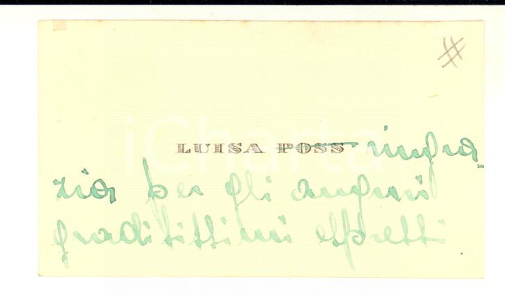 1927 Luisa PARRILLI - Biglietto da visita a Carlo SAGGIO - Autografo