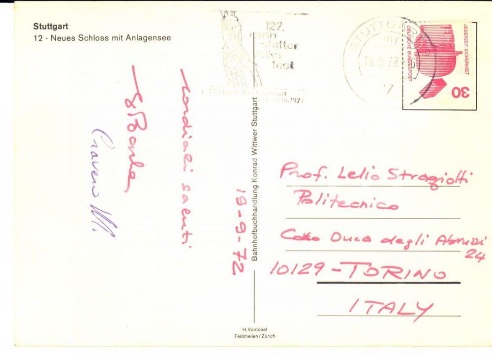 1972 STUTTGART Ingegner Giovanni BARLA - Cartolina con AUTOGRAFO - FG VG