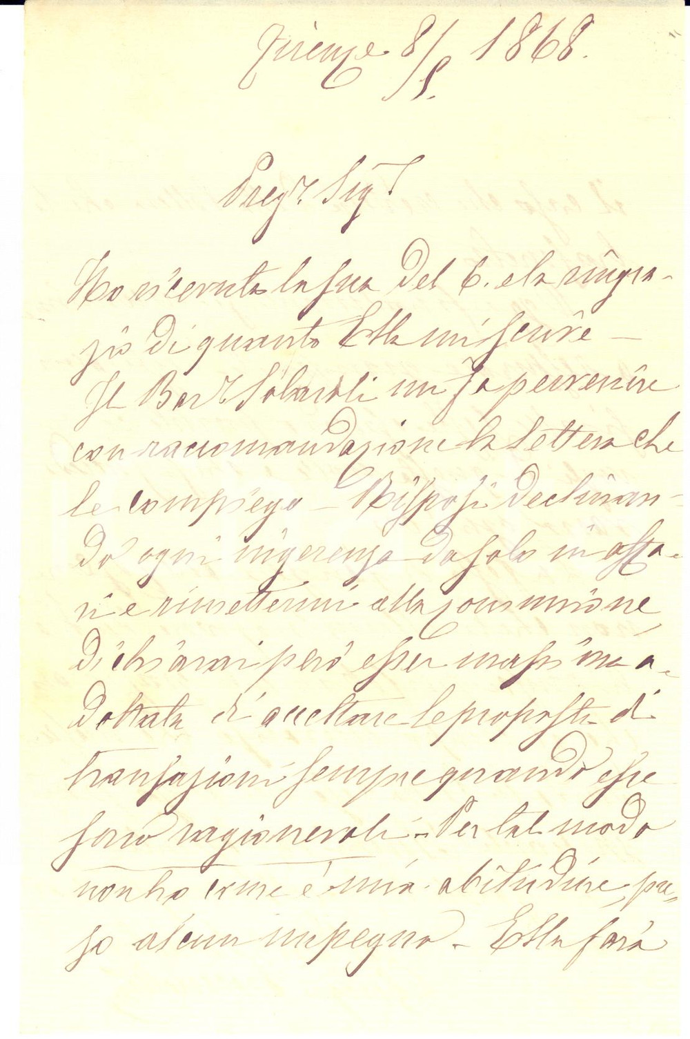 1868 FIRENZE Luigi TORNIELLI DI BORGO LAVEZZARO su festa alle Cascine AUTOGRAFO