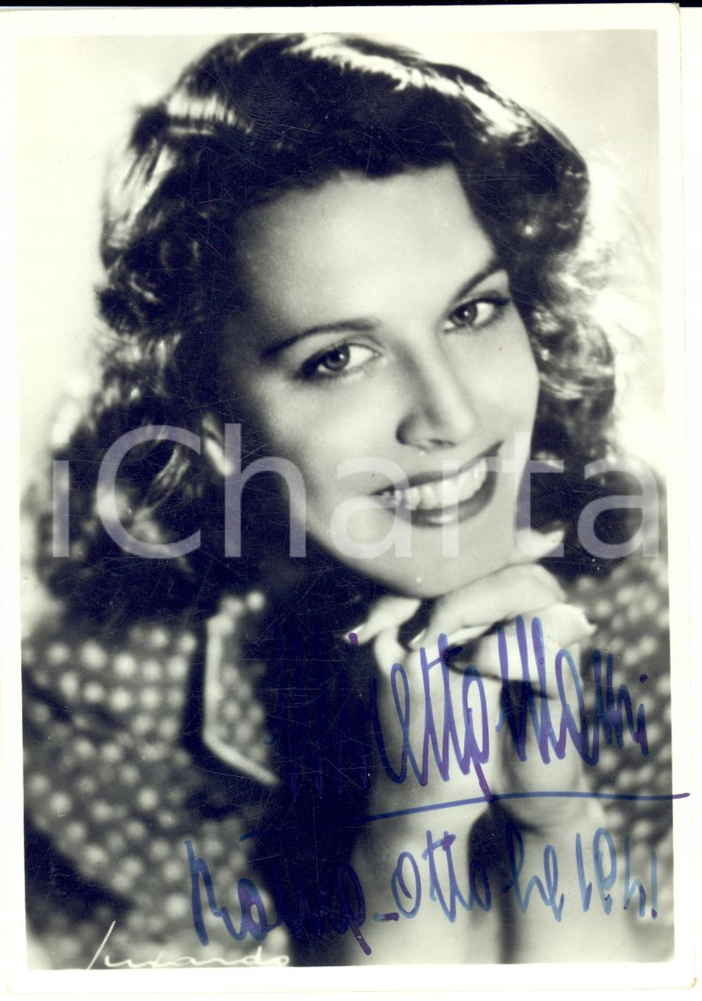 Autografo originale 1941 ROMA CINEMA Attrice Miretta MAURI  Foto seriale con autografo 10x15 cm 1