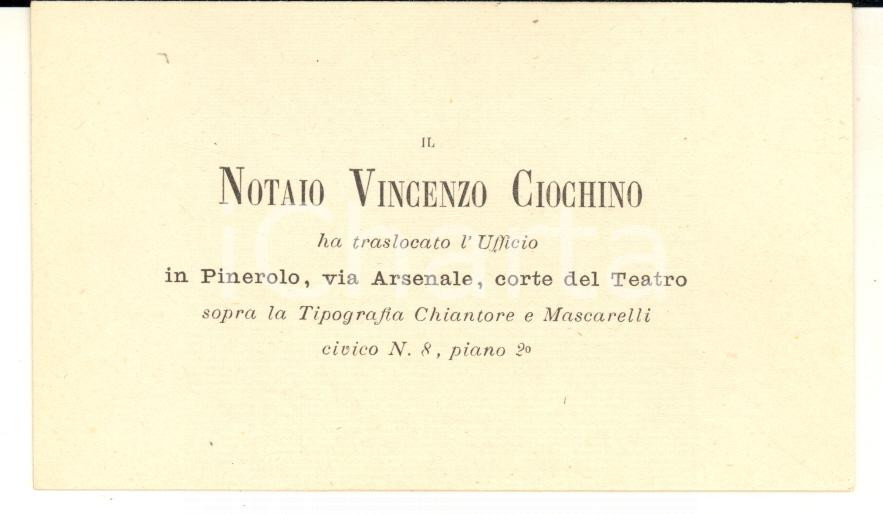 Oggetto da collezione cartaceo 1820 ca PINEROLO Biglietto notaio Vincenzo CIOCHINO  AUTOGRAFO 1