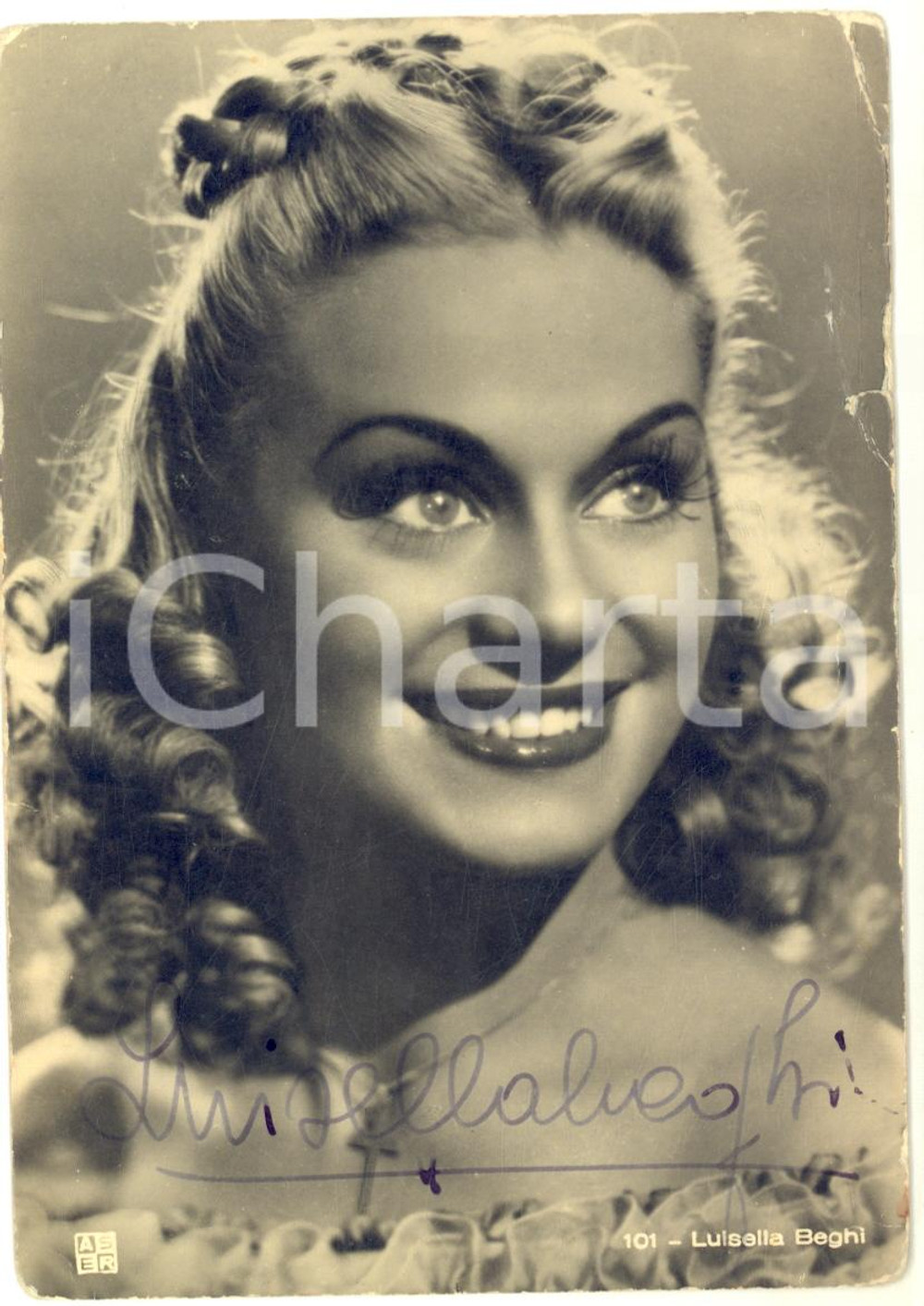 1945 ca TEATRO RIVISTA Attrice Luisella BEGHI' - Foto seriale con AUTOGRAFO