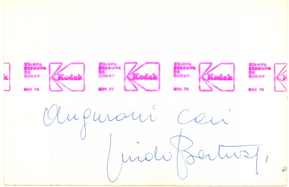 Autografo originale 1985 ca Pittore Guido BERTUZZI  AUTOGRAFO su foto auguri 10x15 cm 1