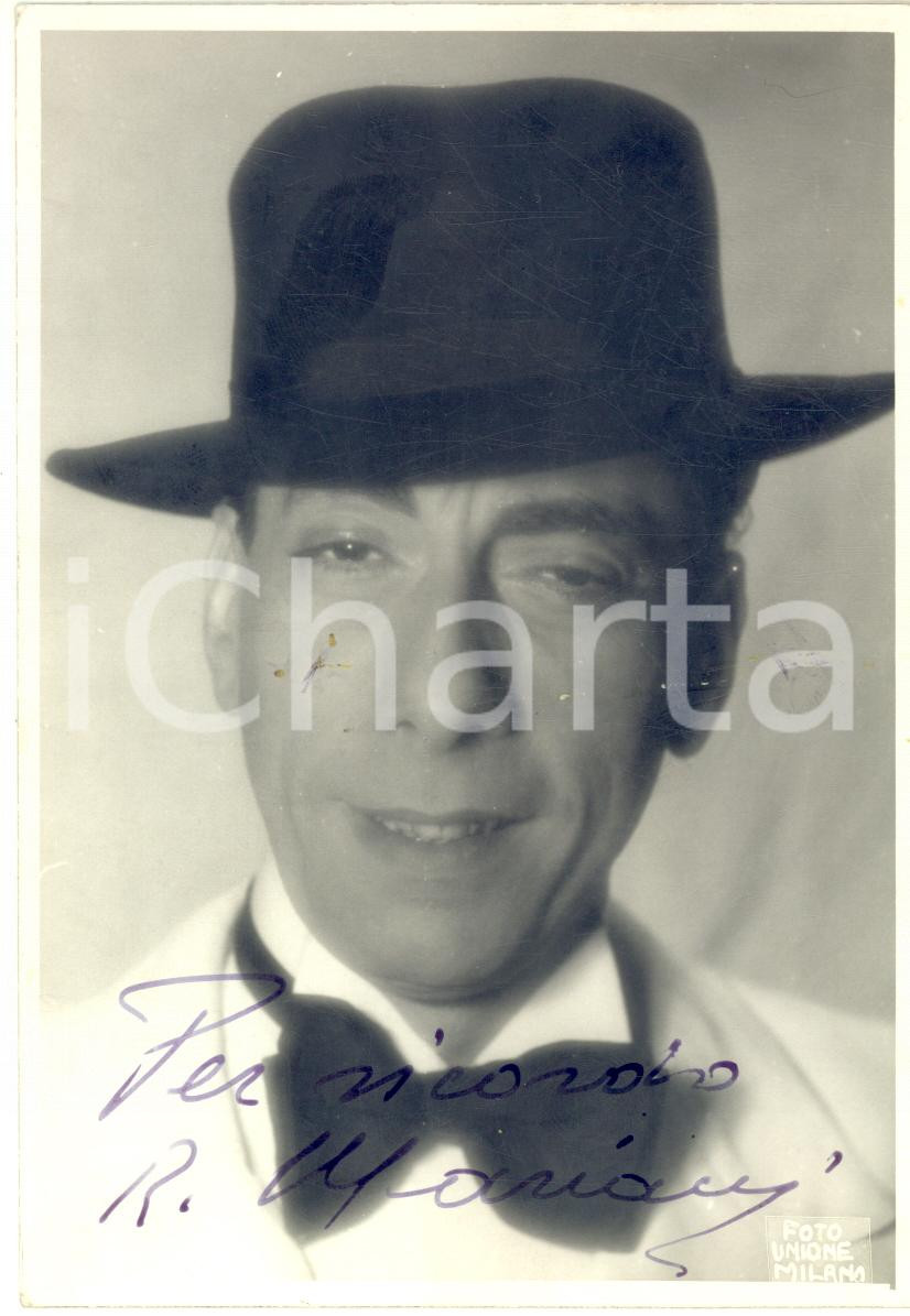 Autografo originale 1950 ca TEATRO DI RIVISTA Attore Renato MARIANI  Foto con AUTOGRAFO DANNEGGIATA 1