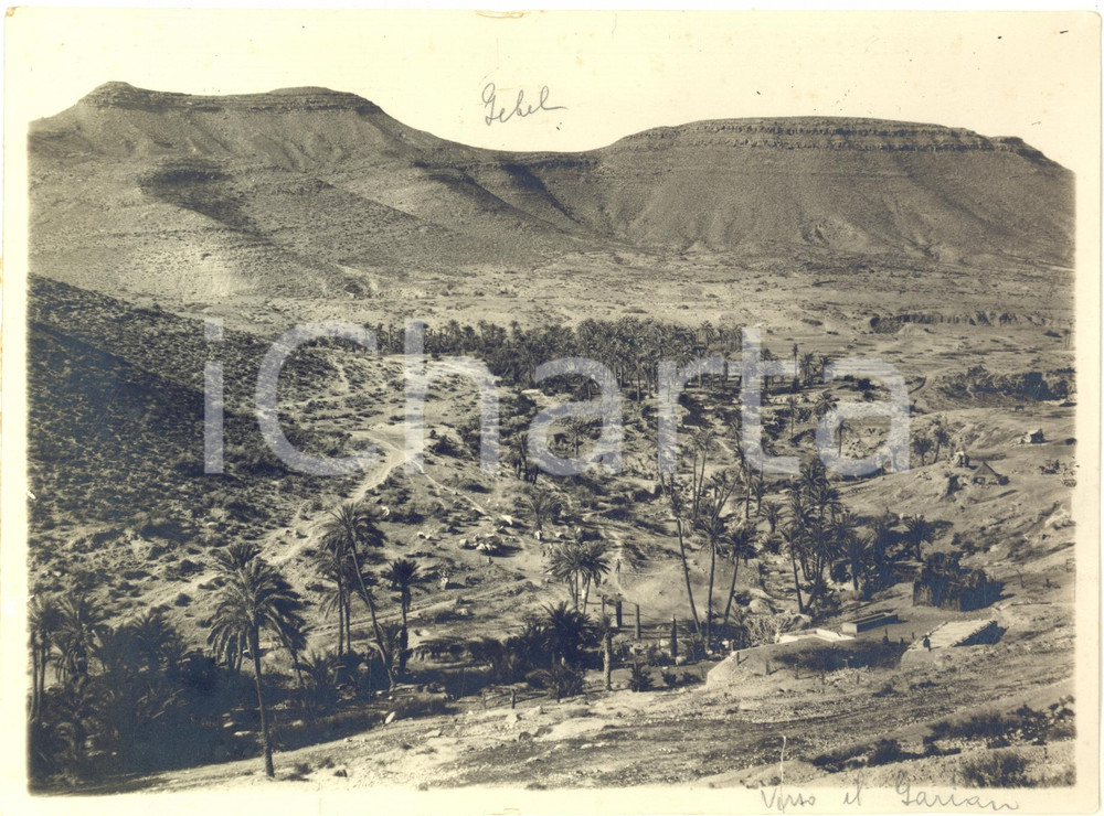 Fotografia d epoca originale 1930 ca LIBIA Panorama con il GEBEL verso il GARIAN  Fotografia 24x18 1