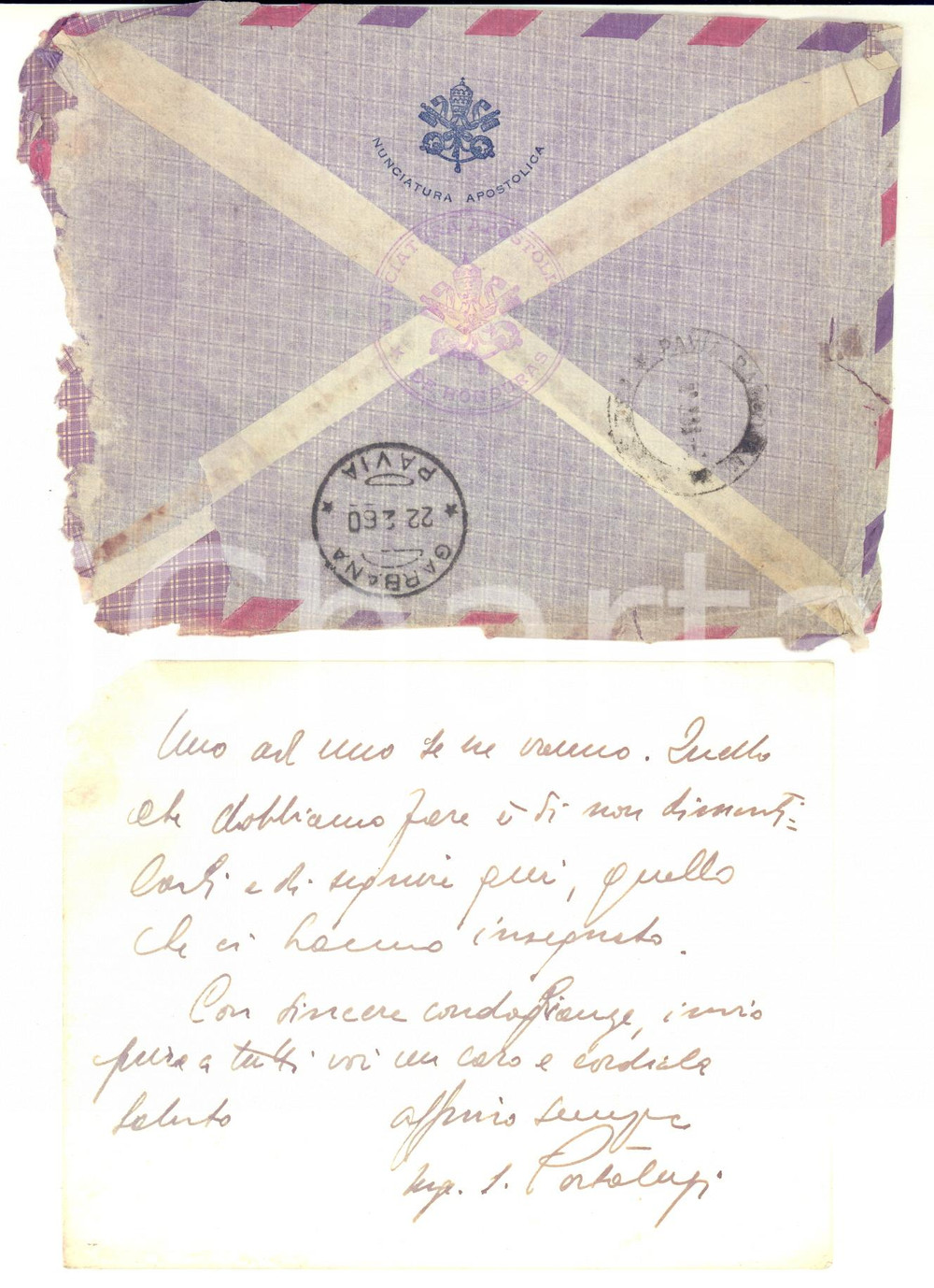 1960 TEGUCIGALPA (HONDURAS) Mons. Sante PORTALUPI nunzio apostolico - AUTOGRAFO