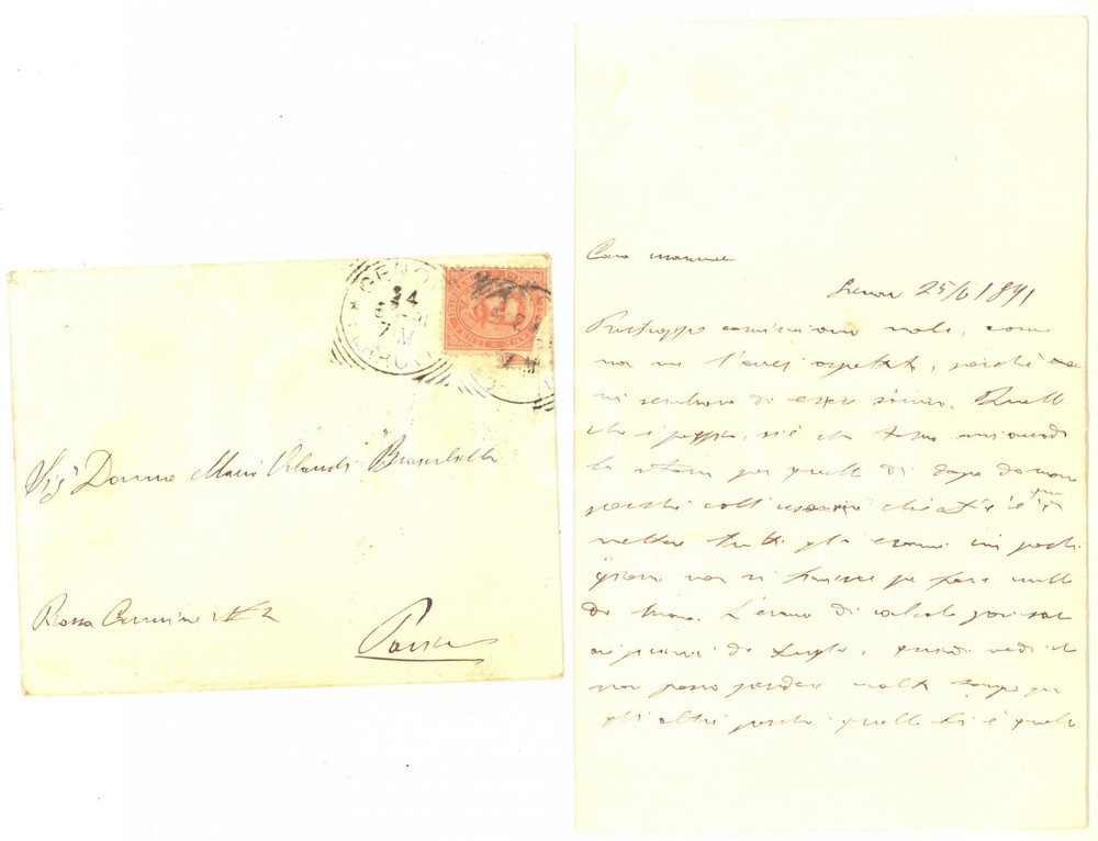 Autografo originale 1891 GENOVA Lettera Rinaldo ORLANDI studente di ingegneria  Autografo 1