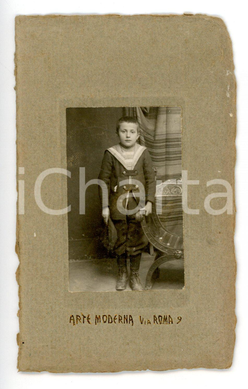 1900 ca TORINO Ritratto di bambino in divisa collegiale *Foto ARTE MODERNA - CDV