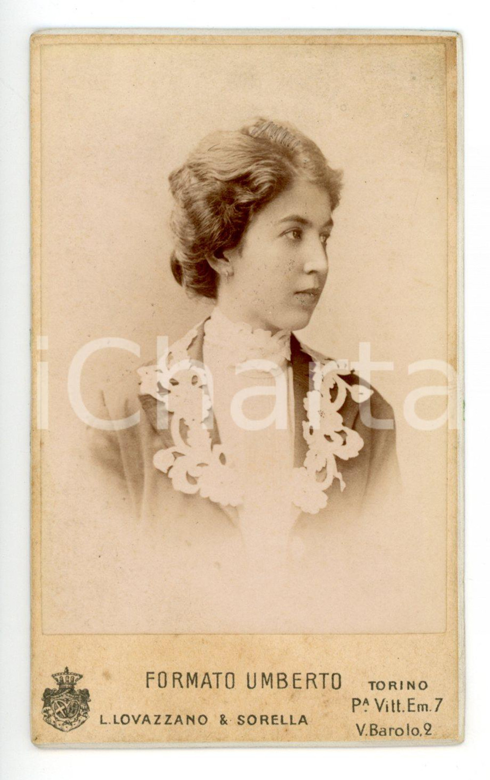 1900 ca TORINO Donna con abito in pizzo floreale *Foto Fratelli LOVAZZANO - CDV