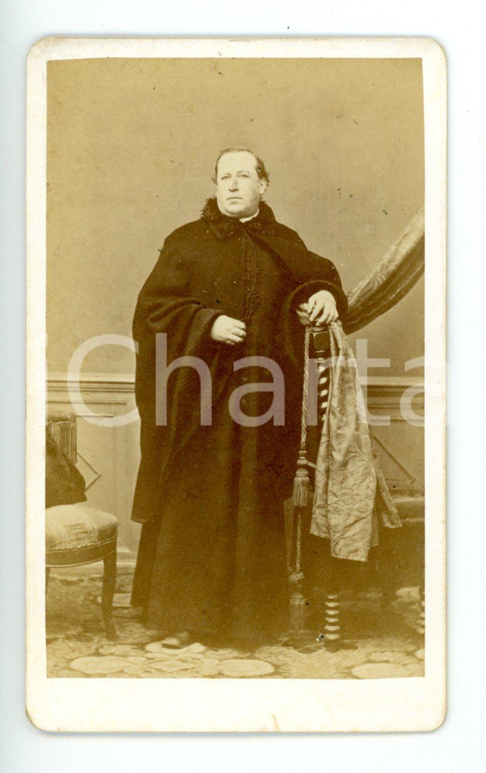 1870 ca SAVIGLIANO Ritratto di sacerdote con collo in pelliccia *Foto FORTE CDV