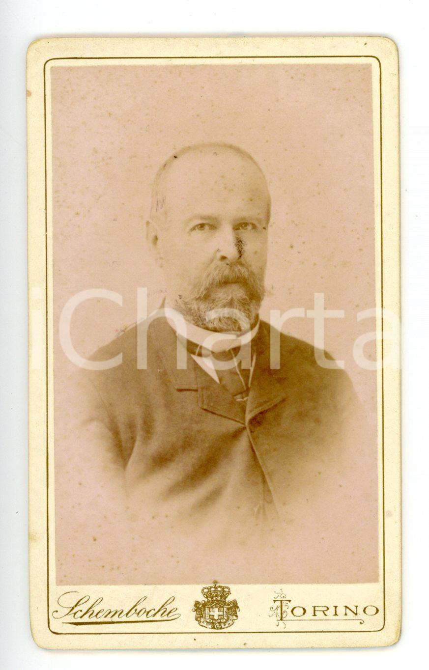 Fotografia d epoca originale 1895 ca TORINO Ritratto maschile in soprabito  Foto SCHEMBOCHE  CDV 1
