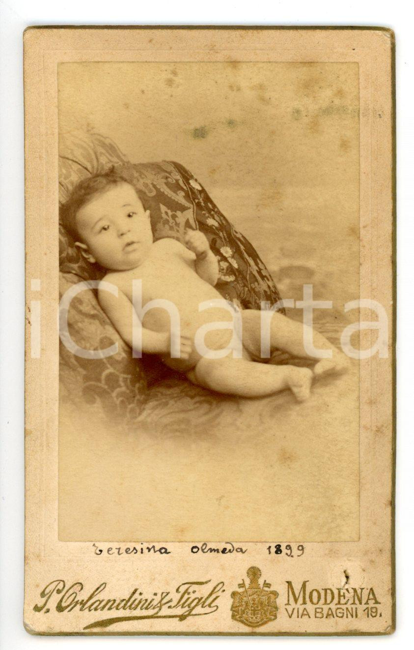 Fotografia d epoca originale 1899 MODENA Ritratto di Teresa OLMEDA bambina Foto P. ORLANDINI  CDV 1