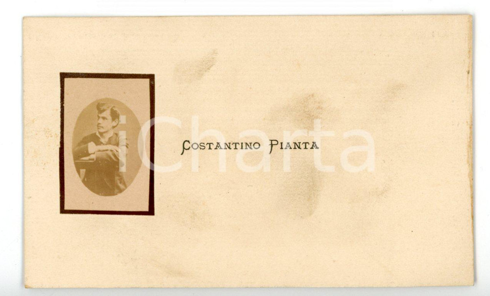 Oggetto da collezione cartaceo 1890 ca ITALIA Costantino PIANTA  Biglietto da visita con fotografia 1