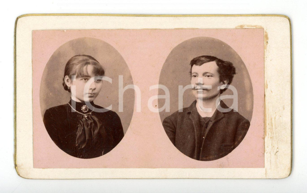 Fotografia d epoca originale 1900 ca MILANO Ritratto dei coniugi ROVATI Foto Giuseppe BIANCHI  CDV 1