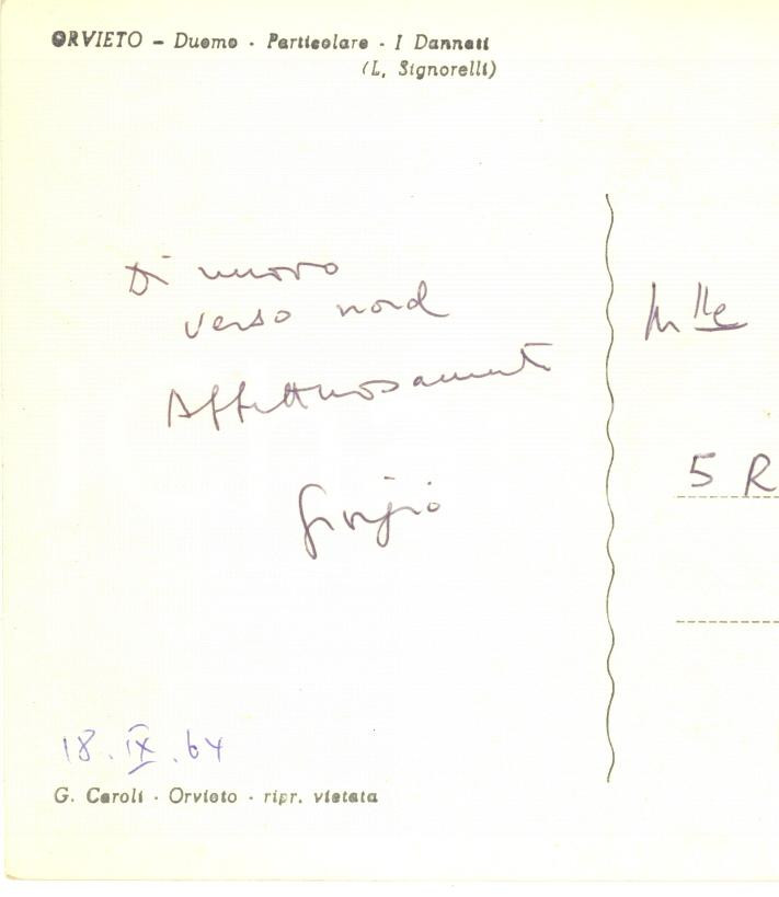 Autografo originale 1964 ORVIETO Cartolina giornalista Giorgio SANSA  Autografo FG VG 1
