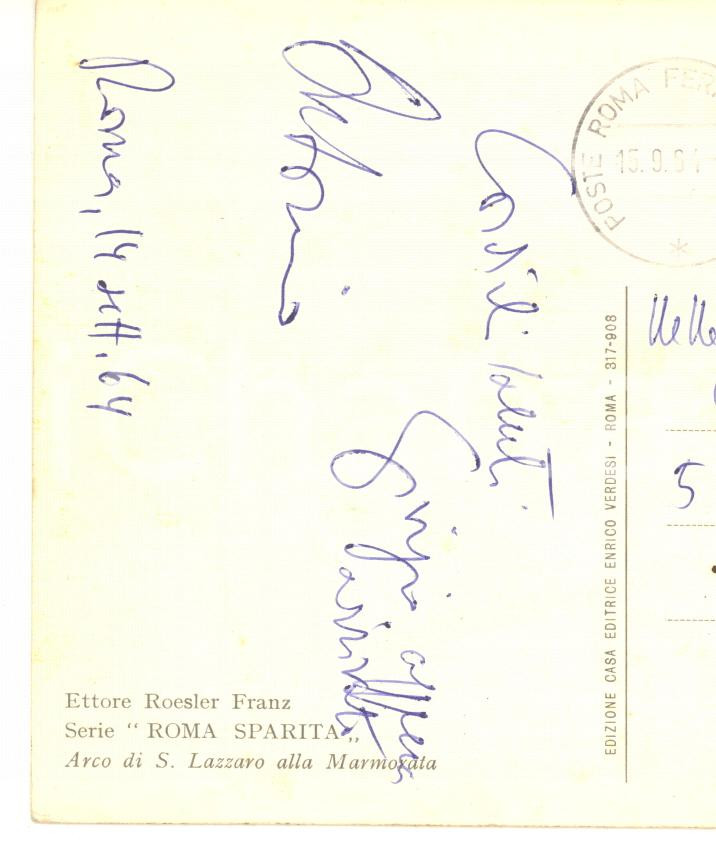 Autografo originale 1964 ROMA Cartolina giornalista Giorgio SANSA  Autografo FG VG 1