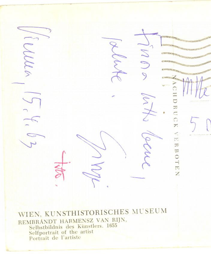 Autografo originale 1963 VIENNA Cartolina giornalista Giorgio SANSA  Autografo FG VG 1