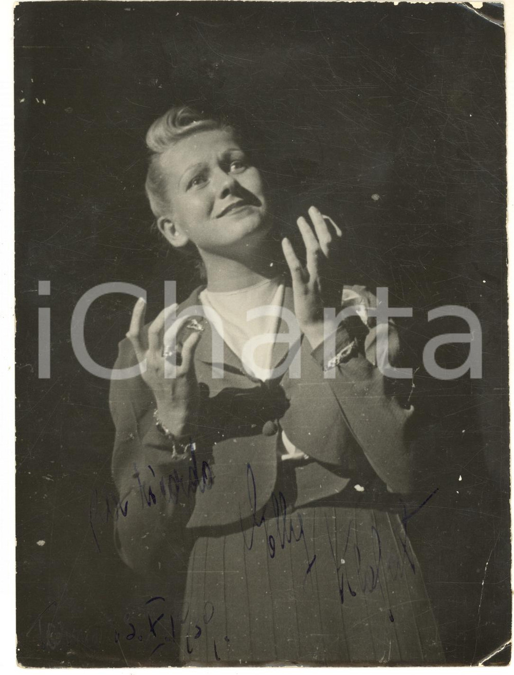 Autografo originale 1939 TORINO  TEATRO Attrice Molly KLAFAT  Foto con AUTOGRAFO 13x18 cm 1
