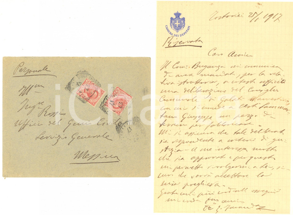 1917 TORTORICI On. Giuseppe FARANDA per delibera a GALATI MAMERTINO - AUTOGRAFO