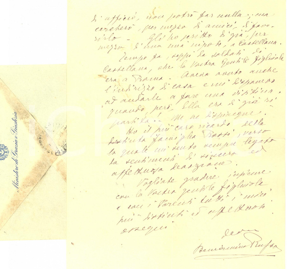 1941 ROMA Ministero di Grazia e Giustizia - Lettera Beniamino RUSSO - AUTOGRAFO