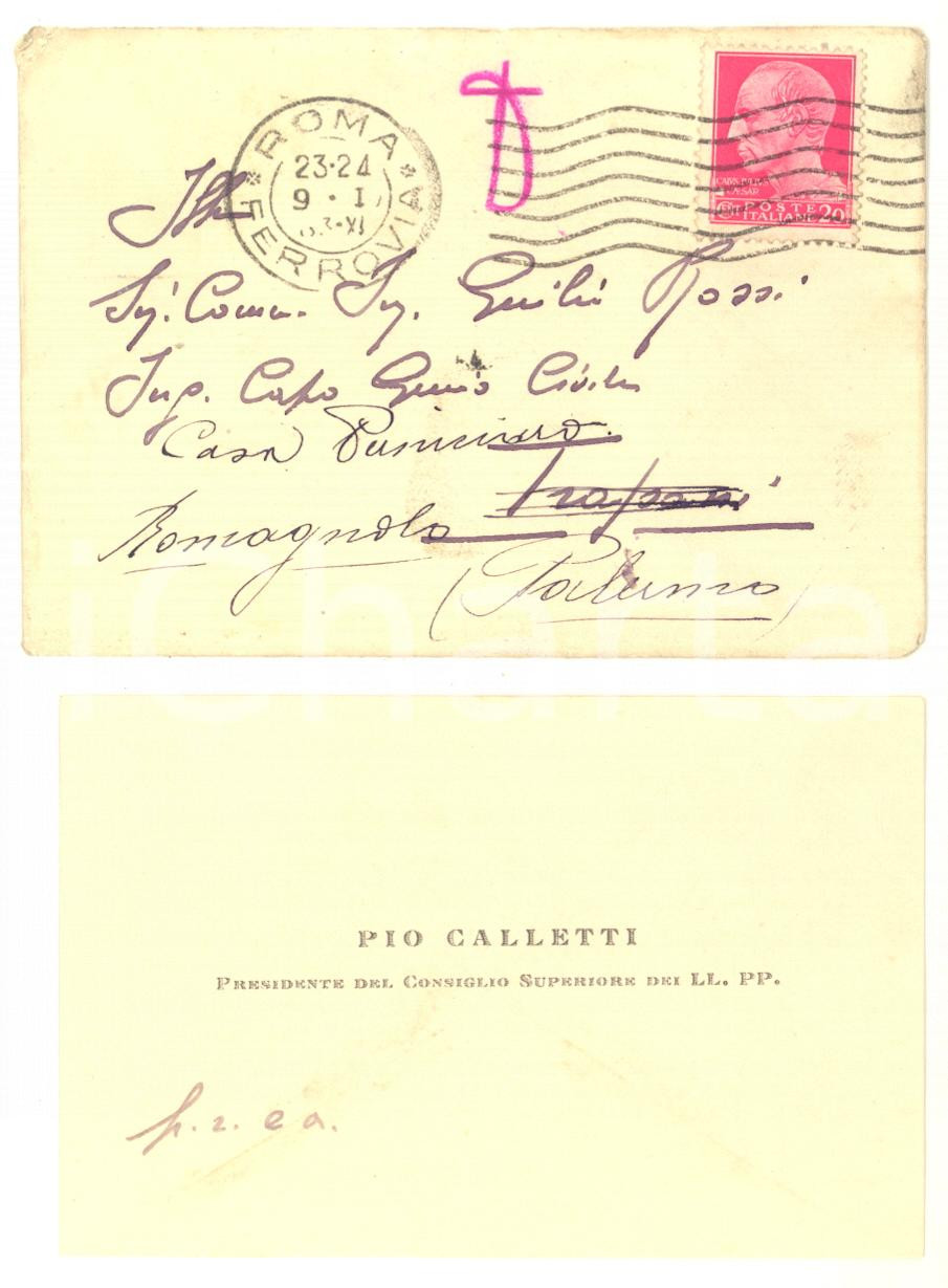 1933 ROMA Pio CALLETTI Presidente Consiglio Superiore Lavori Pubblici *AUTOGRAFO