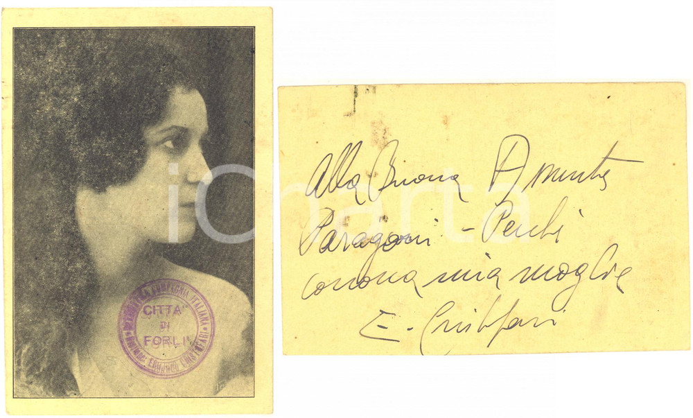 Autografo originale 1915 ca FORLI  TEATRO Compagnia Edoardo CRISTOFARI  Cartolina con AUTOGRAFO FG 1