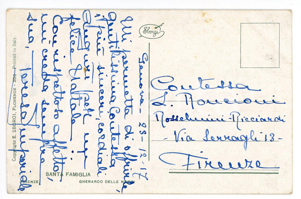 Autografo originale 1917 GENOVA Nobildonna Teresa IMPERIALE  Cartolina con messaggio AUTOGRAFO FP 1