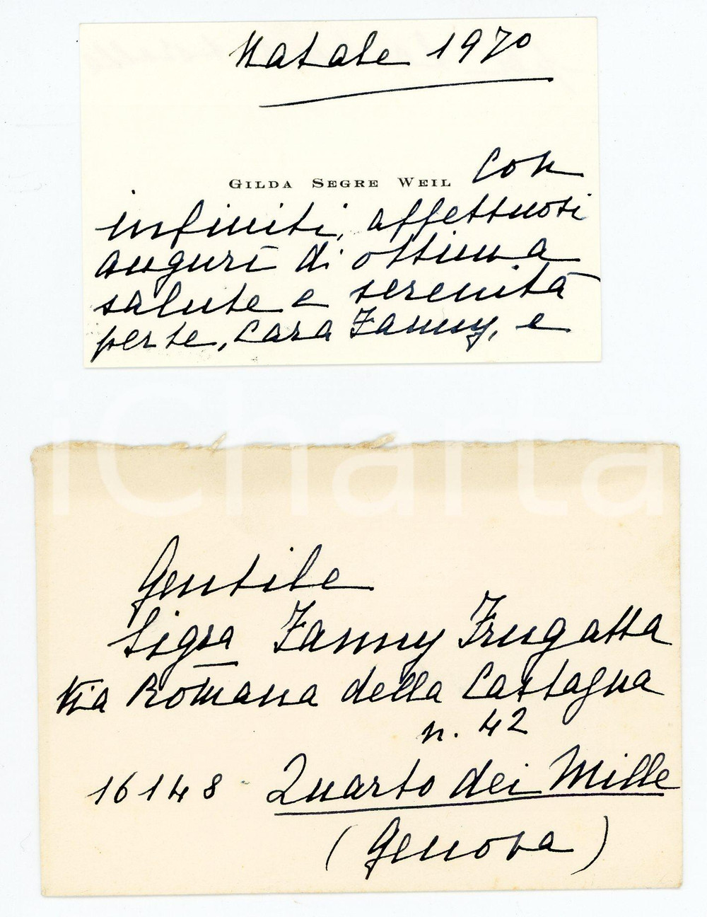 Autografo originale 1970 MILANO Gilda SEGRE WEIL  Biglietto da visita AUTOGRAFO con busta 1