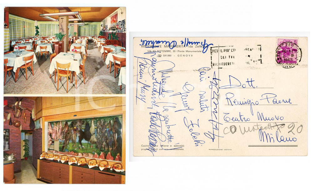 1965 GENOVA Cartolina Genny FOLCHI Gianni MUSY Gianrico TEDESCHI - AUTOGRAFI