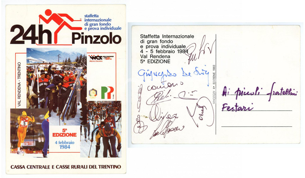 1984 SCI VAL RENDENA Staffetta Gran Fondo - Cartolina AUTOGRAFI Vincitori 1983