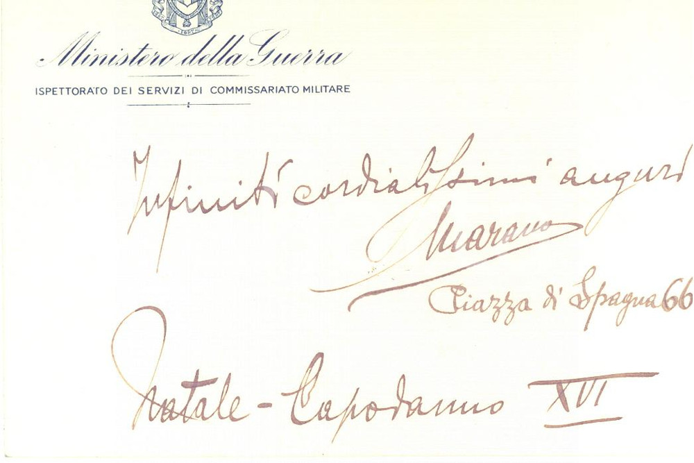 Autografo originale 1937 ROMA Ministero della Guerra  Biglietto funzionario MARANO  Ispettorato 1