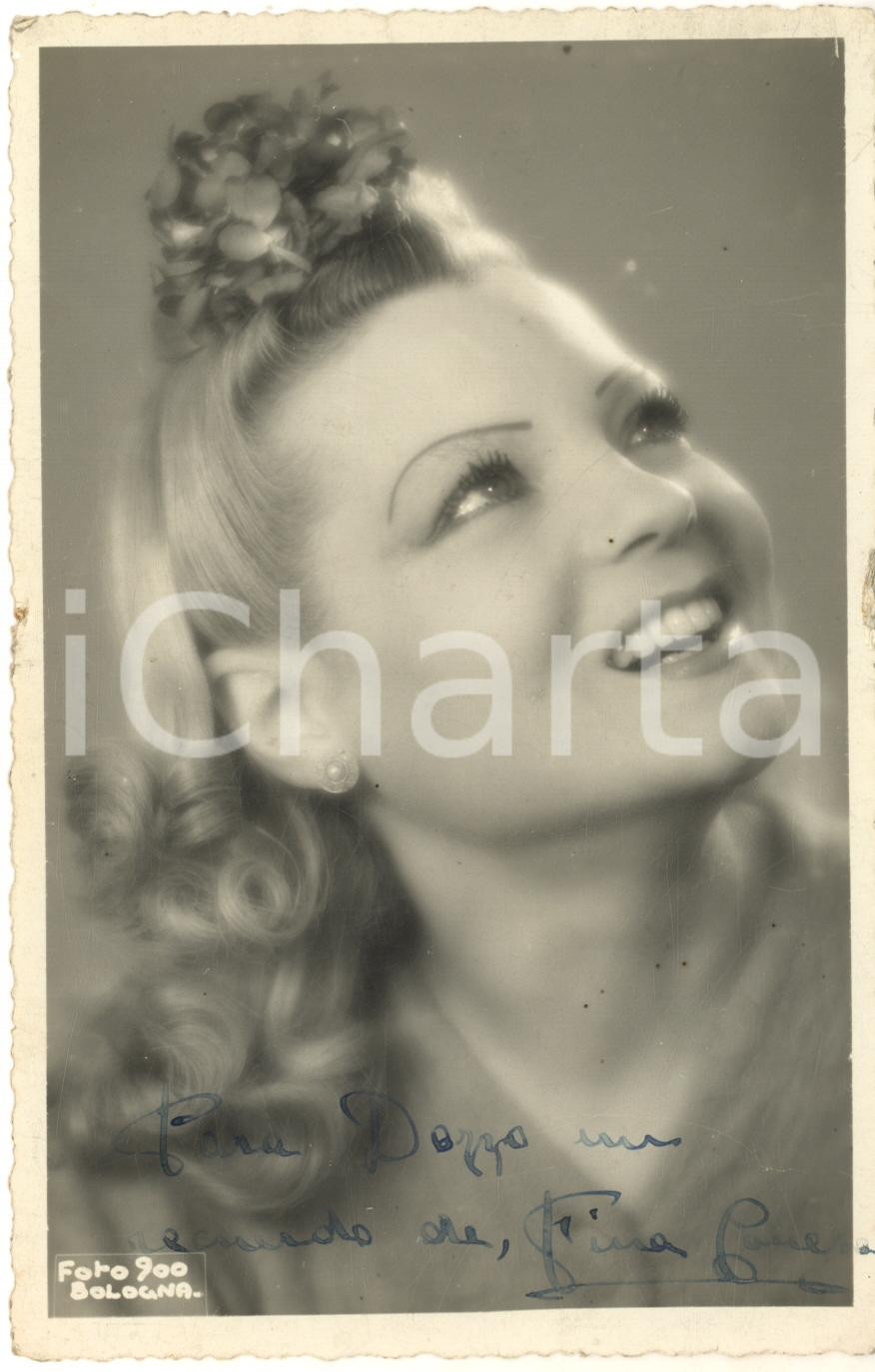 Autografo originale 1950 ca TEATRO BOLOGNA Attrice Pina CAREZZA  Foto con AUTOGRAFO 11x17 cm 1