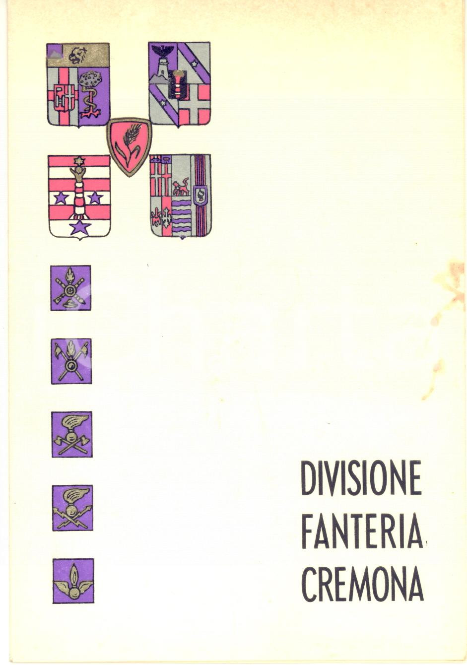 Oggetto da collezione cartaceo 1970 ca Esercito Italiano  DIVISIONE FANTERIA CREMONA Biglietto per auguri 1