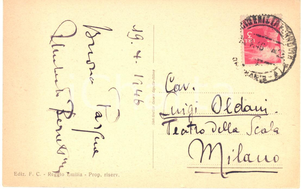 Autografo originale 1946 REGGIO EMILIA Umberto BERRETTONI Direttore d orchestra Cartolina AUTOGRAFO 1