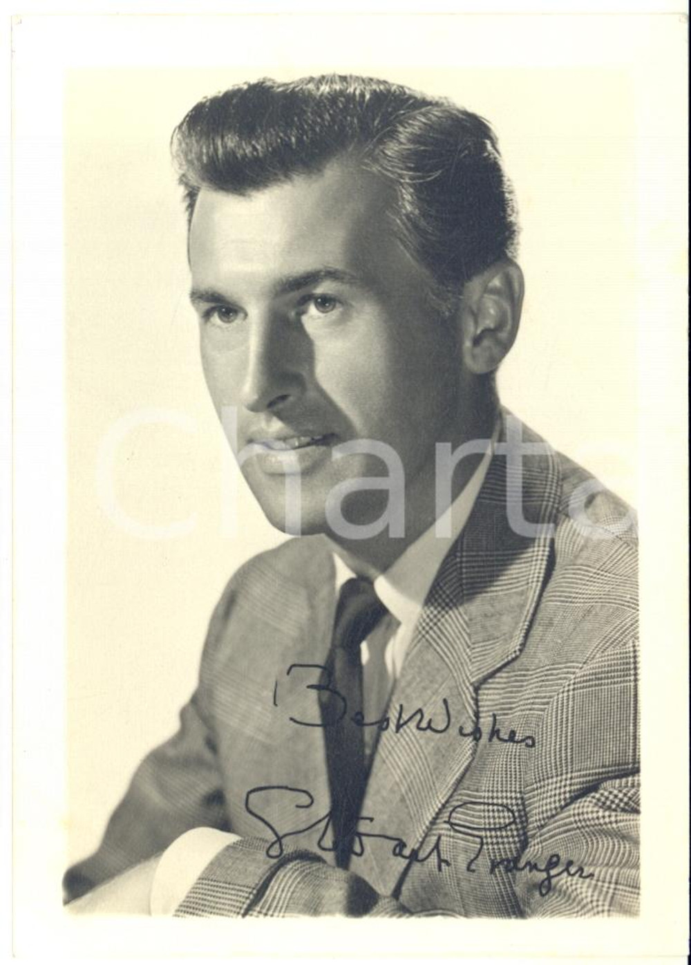 1955 ca CINEMA Attore Stewart GRANGER - Foto seriale con AUTOGRAFO 9x13 cm