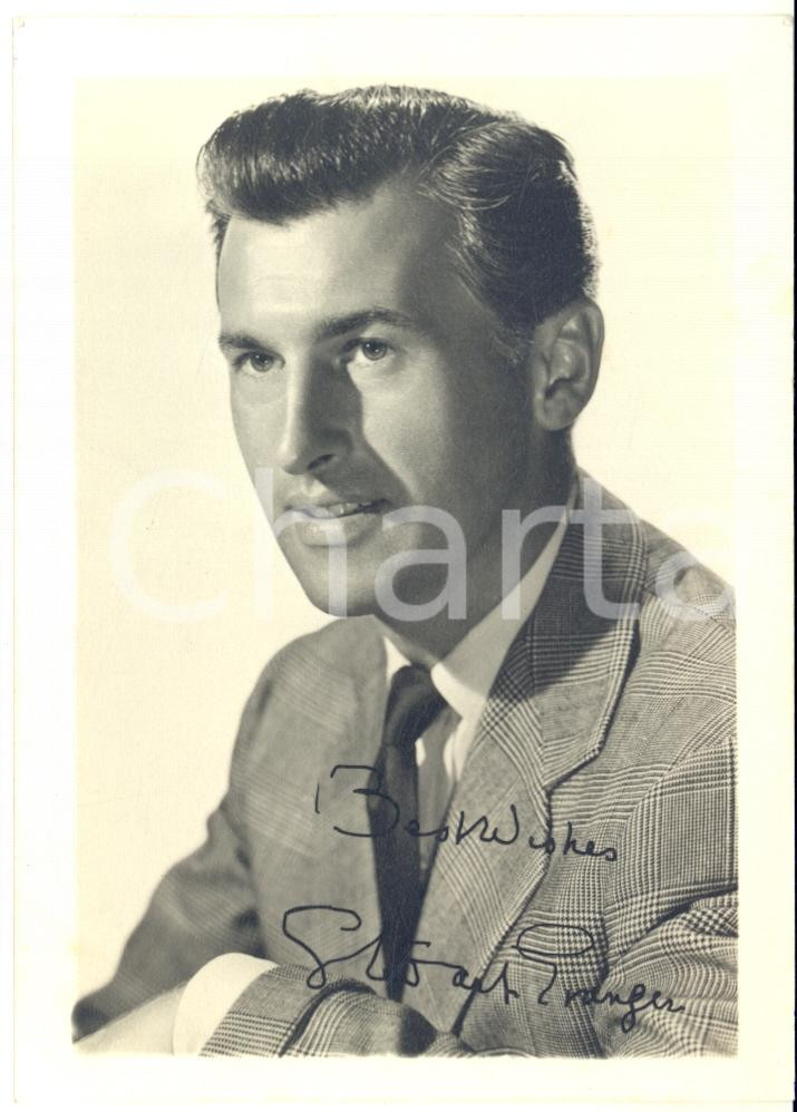 Autografo originale 1955 ca CINEMA Attore Stewart GRANGER  Foto seriale con AUTOGRAFO 9x13 cm 1