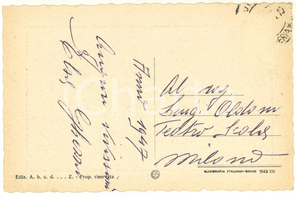 1947 SANREMO Cartolina Elsa GHEZZI prima ballerina Teatro alla Scala - AUTOGRAFO